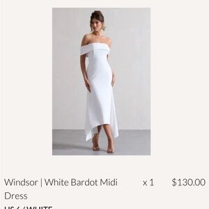 CLUB L LONDON white off the shoulder Bardot midi dress